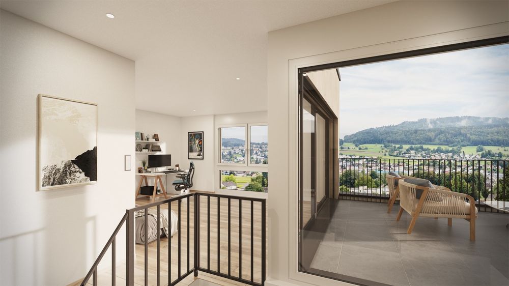 Neubau 5.5-ZI-EFH mit Attika-Geschoss / Reinach AG - Sonnenlage und Weitblick - Bild 5