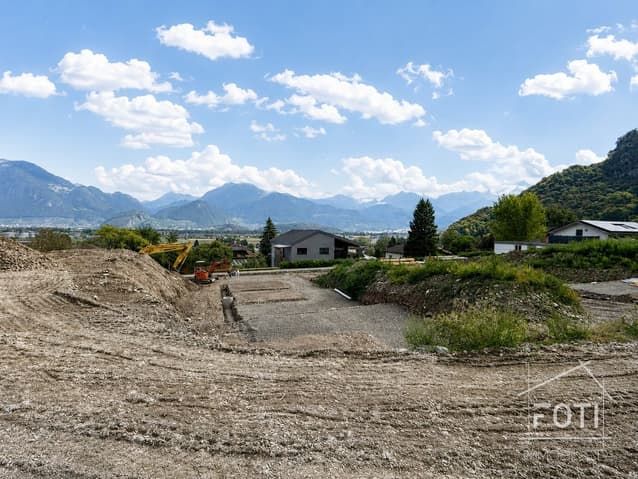 Villa NEUVE 4,5 p. de 131 m² - jardin, terrasse 39 m² et vue Dents-du-Midi - Mur - Avancement du chantier