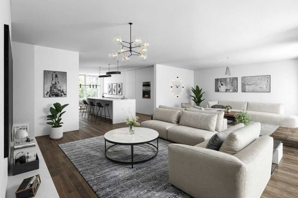 Neubauprojekt ,,Schachen" - 7 Traumhäuser im Grünen mit Minergie - Wohnen/Küche/Essen ohne Wintergarten (Variante 2)