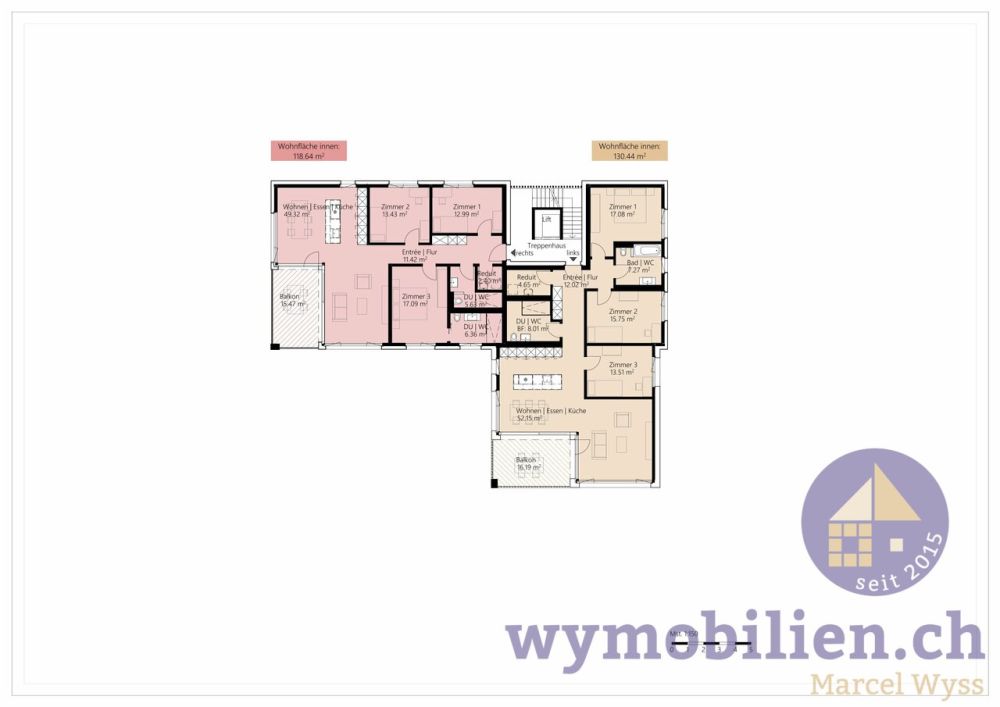 Bezugsbereit 1.8.2026! Jetzt Besichtigung vereinbaren! - Wohnung 522-3 = braun