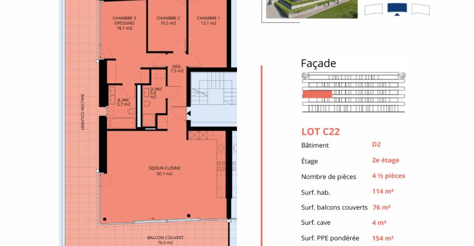 Luxueux 4.5 pièces traversant avec balcon couvert - Appartement 4.5 pièces - image - 13