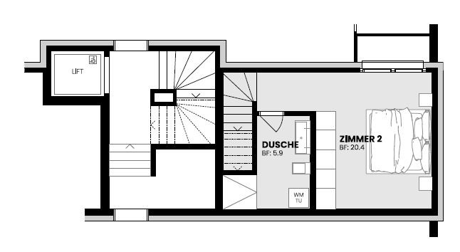 Neubauprojekt Cube: Exklusive Eigentumswohnung - Grundriss Untergeschoss Wohnung 2