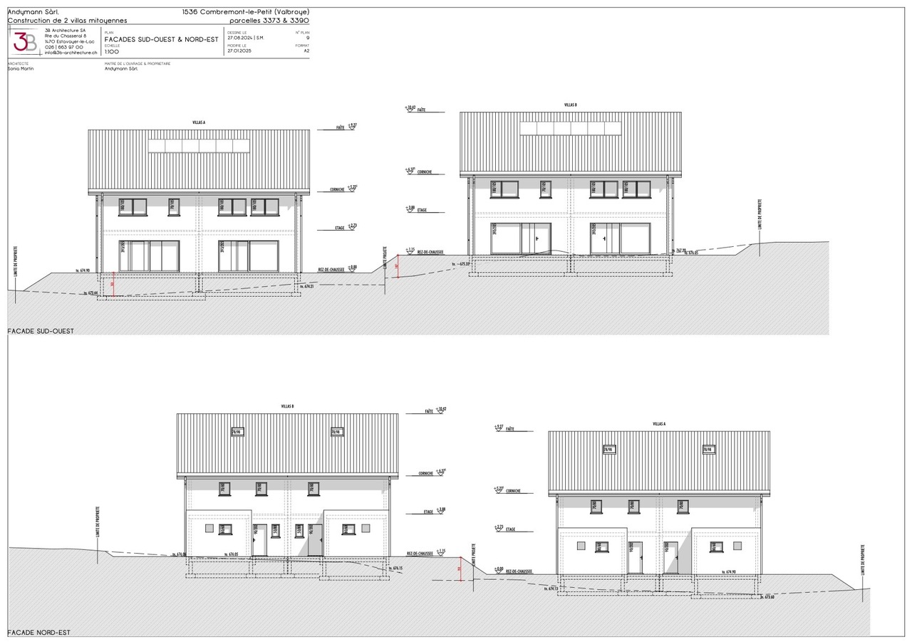 Villa neuve sur plan dans un espace verdoyant - Façades Sud Ouest et Nord Est