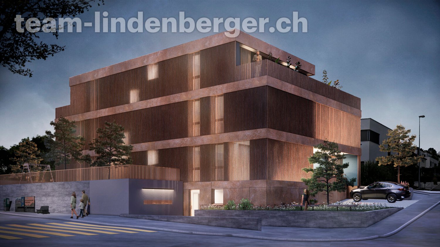 Letzte Wohnung! 4½ Zi.-Neubau-Attikawohnung in Binningen - Ansicht bei Nacht