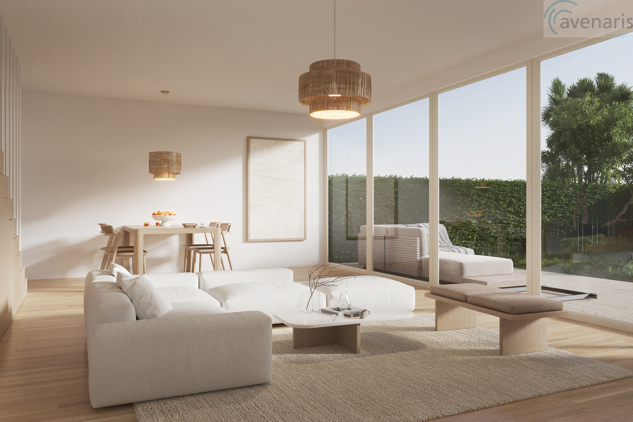 Neubau: moderne und grosszügige Doppeleinfamilienhäuser - Wohnzimmer Visualisierung