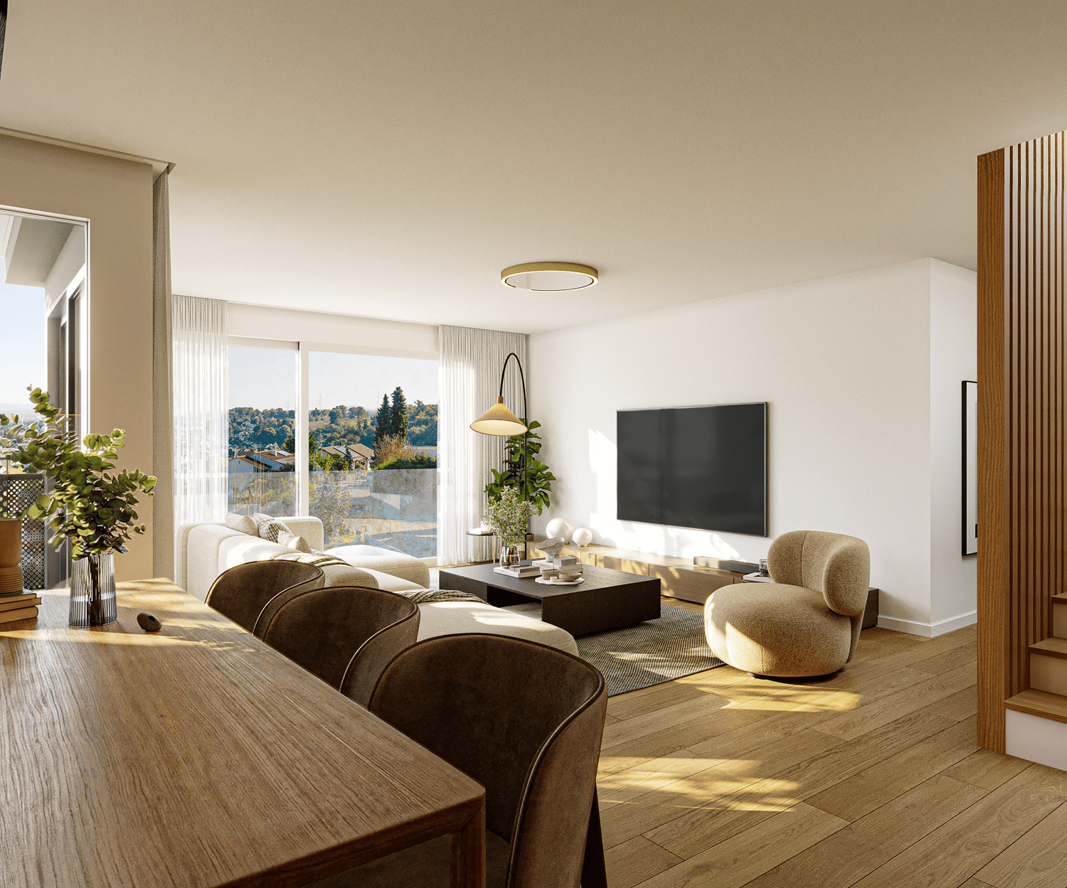 Maisonettewohnung mit Panorama-Terrasse über Pratteln - Wohnzimmer