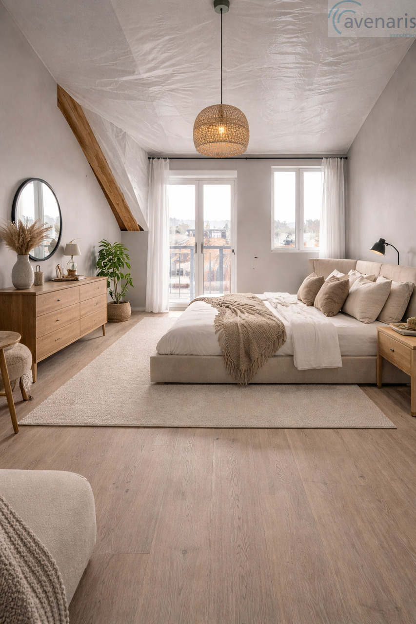 Moderne 4.5-Zimmer-Dachwohnung mit Weitblick und schöner Aussicht - Schlafzimmer Visualisierung