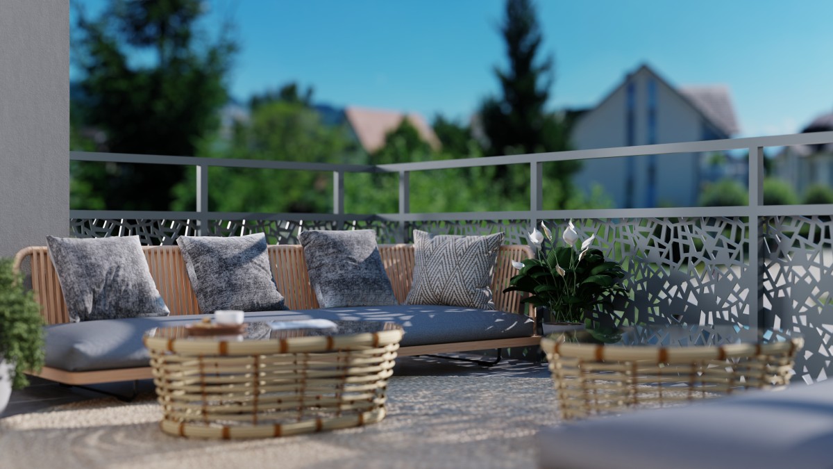 Leben am Wildbach in Hinwil: 4.5 Zimmer Attikawohnung - Terrasse 01