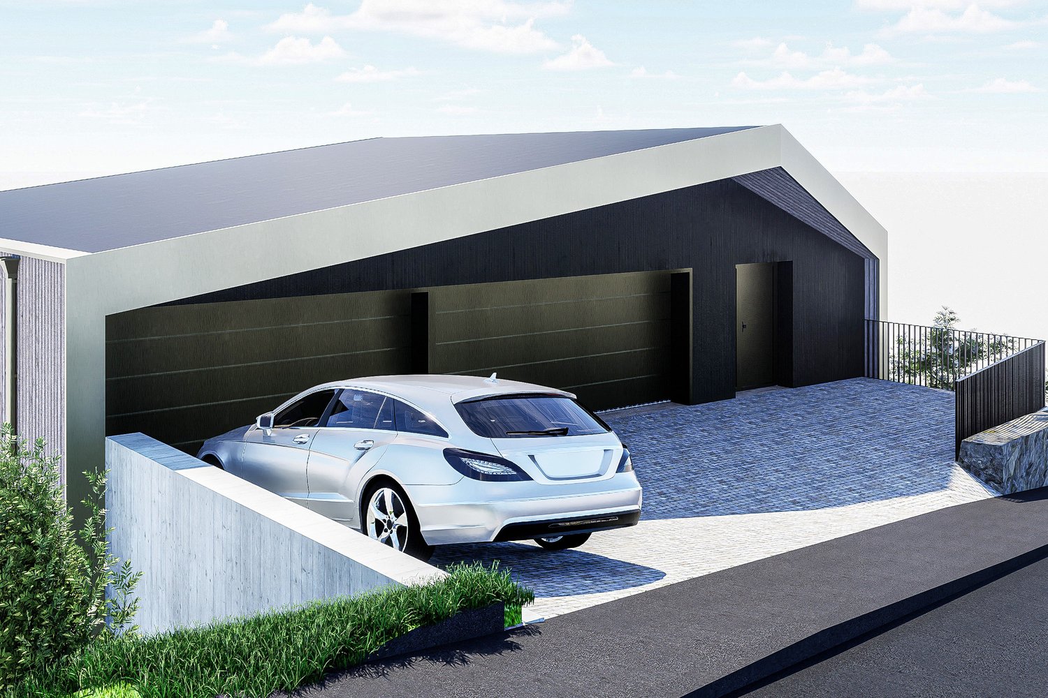 Projekt Einfamilienhaus - Neubau - Garagen / Eingangbereich