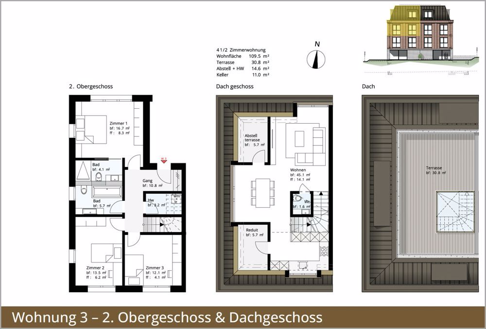 Traumhafte Maisonette-Attika-Wohnung auf 124 m2 mit Dachterrasse und 1 | dreamo.ch - Bild 3