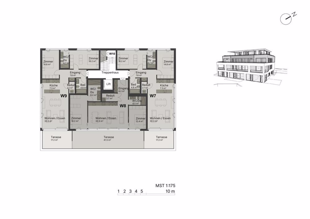 Top 3.5-Zi.Whg. mit aussergewöhnlicher 42 m² Terrasse an Premiumlage - Grundrissplan 2. OG