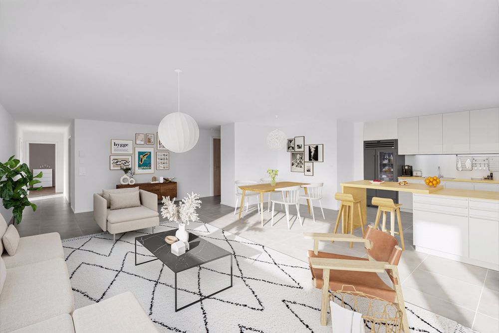Appartement neuf de 4.5 pièces - Idéal pour une famille - Séjour (suggestion d'aménagement)