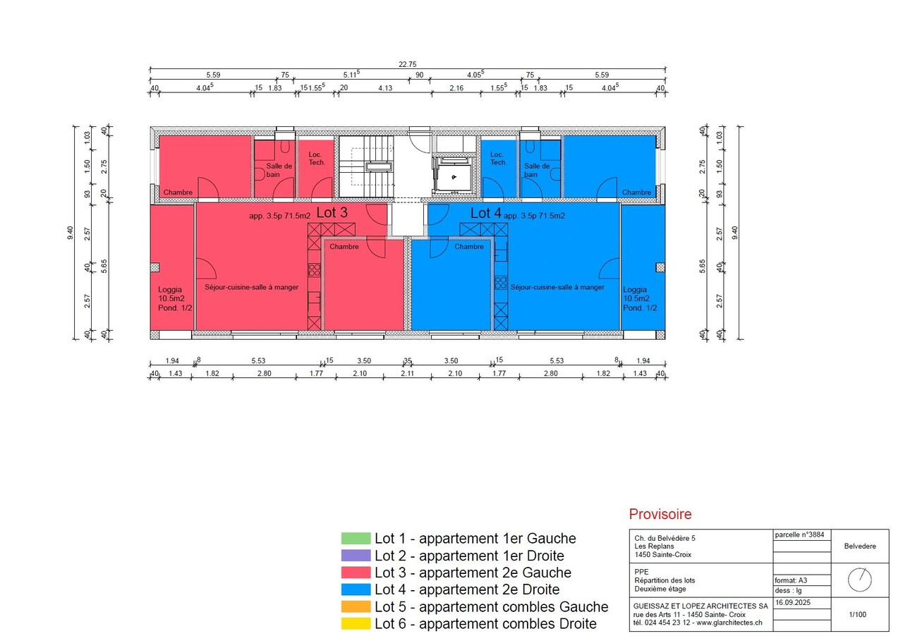 Appt PPE neuf de 3.5 pièces Vivre au soleil, au-dessus du brouillard - Plan du 2ème étage - lot no 4