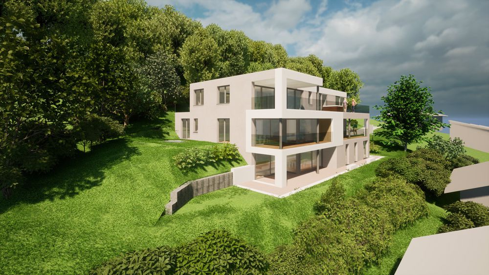 Bella Vista, über den Dächern von Uhwiesen - Ansicht aus Südwesten