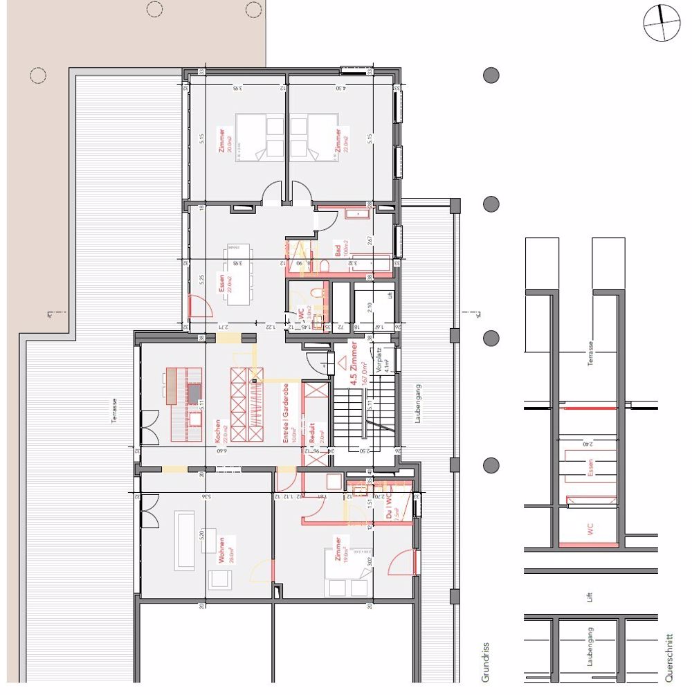 WOHNOASE: 175M2 MIT RIESIGER TERRASSE IM HERZEN VON SCHÖNBÜHL - Grundriss