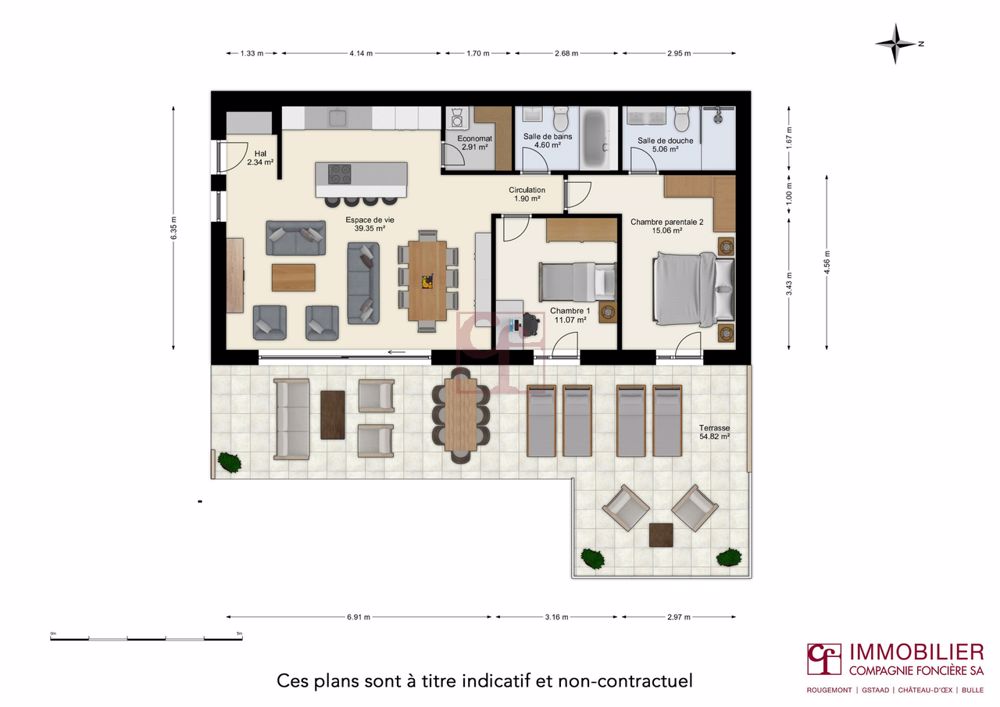 Enney - Résidence de l'Ondine - Appartement neuf de 3.5 pcs - appartement B1 rez