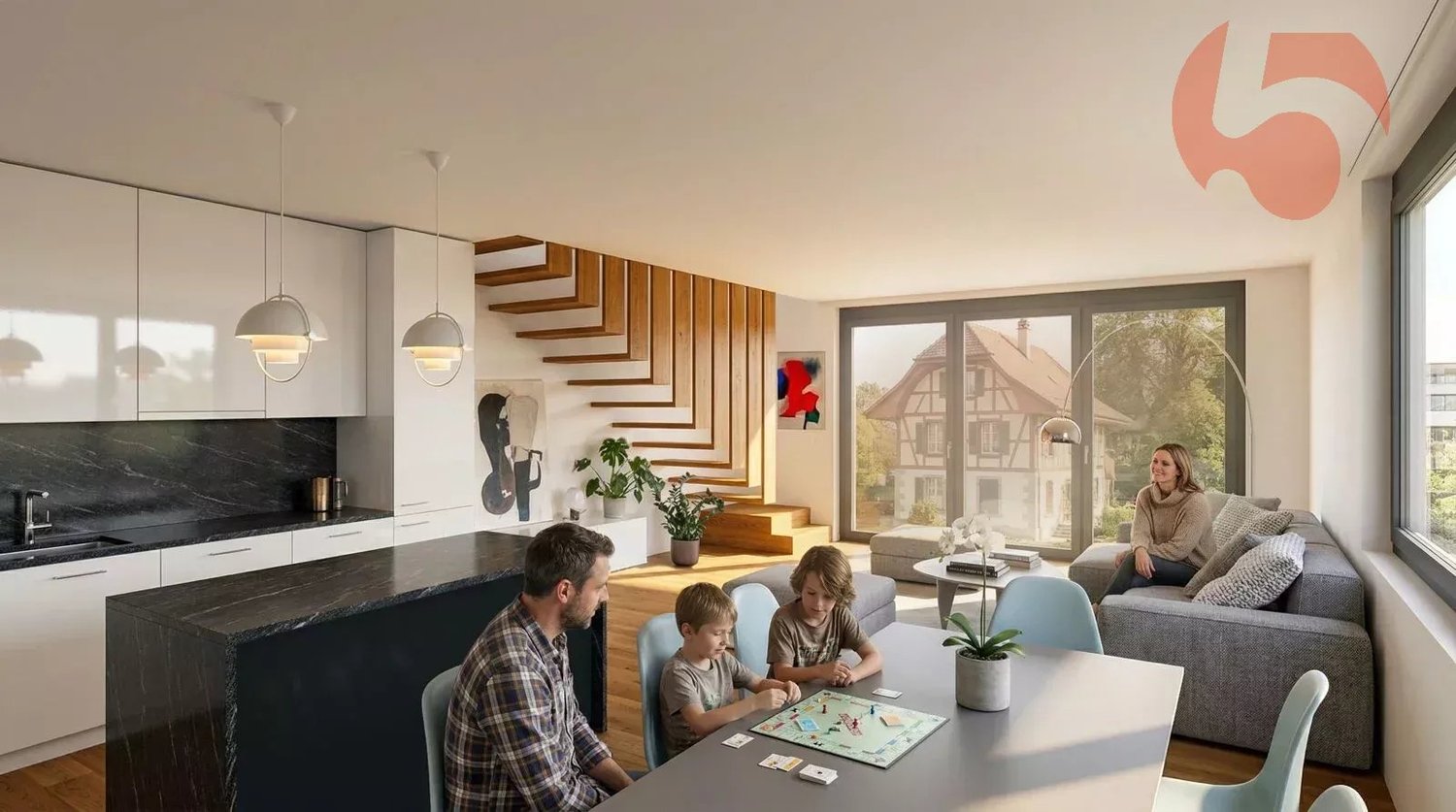 3.5 pièces neuf en duplex attique avec balcon et panorama -  Bild 1