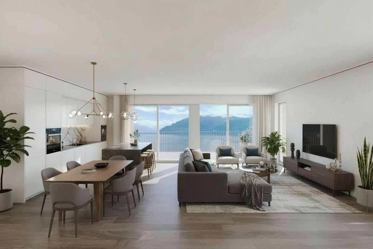 Neuf et lumineux : rez de jardin avec vaste terrasse et vue ouverte -  Bild 1