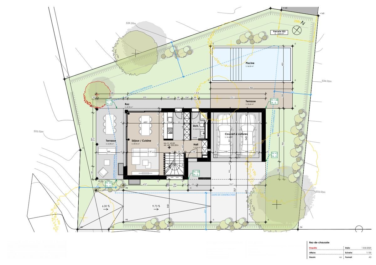 A GIEZ, splendide maison individuelle de 5 pièces avec deux terrasses (clés en main) - Plan rez-de-chaussée