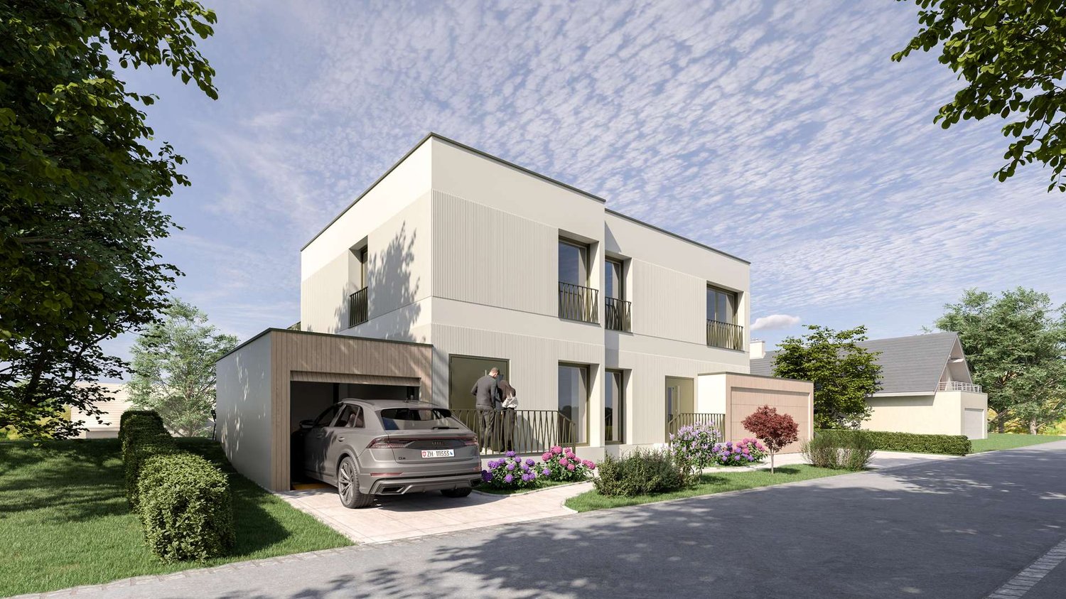 Neubau 4.5 Zimmer-Doppeleinfamilienhaus in Wallisellen mit aussergewöhnlicher Architektur - 4.5 Zimmer Doppeleinfamilienhaus, Klotenerstrasse 5b