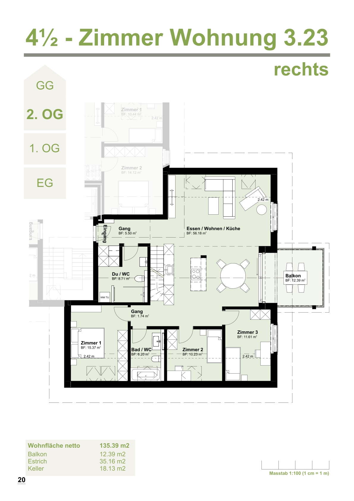Moderne 4.5-Zimmer-Wohnung mit Balkon  in Bleienbach -  Bild 2
