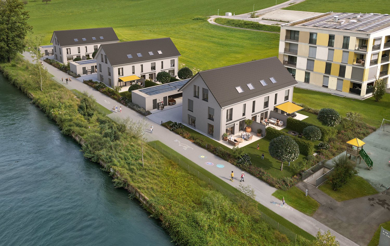 Bereit für's Eigenheim? - Neubau 6-Zimmer-Haus in Buchrain - Am idyllischen Reusskanal entstehen die neun 6-Zimmer-Häuser in Holzbauweise