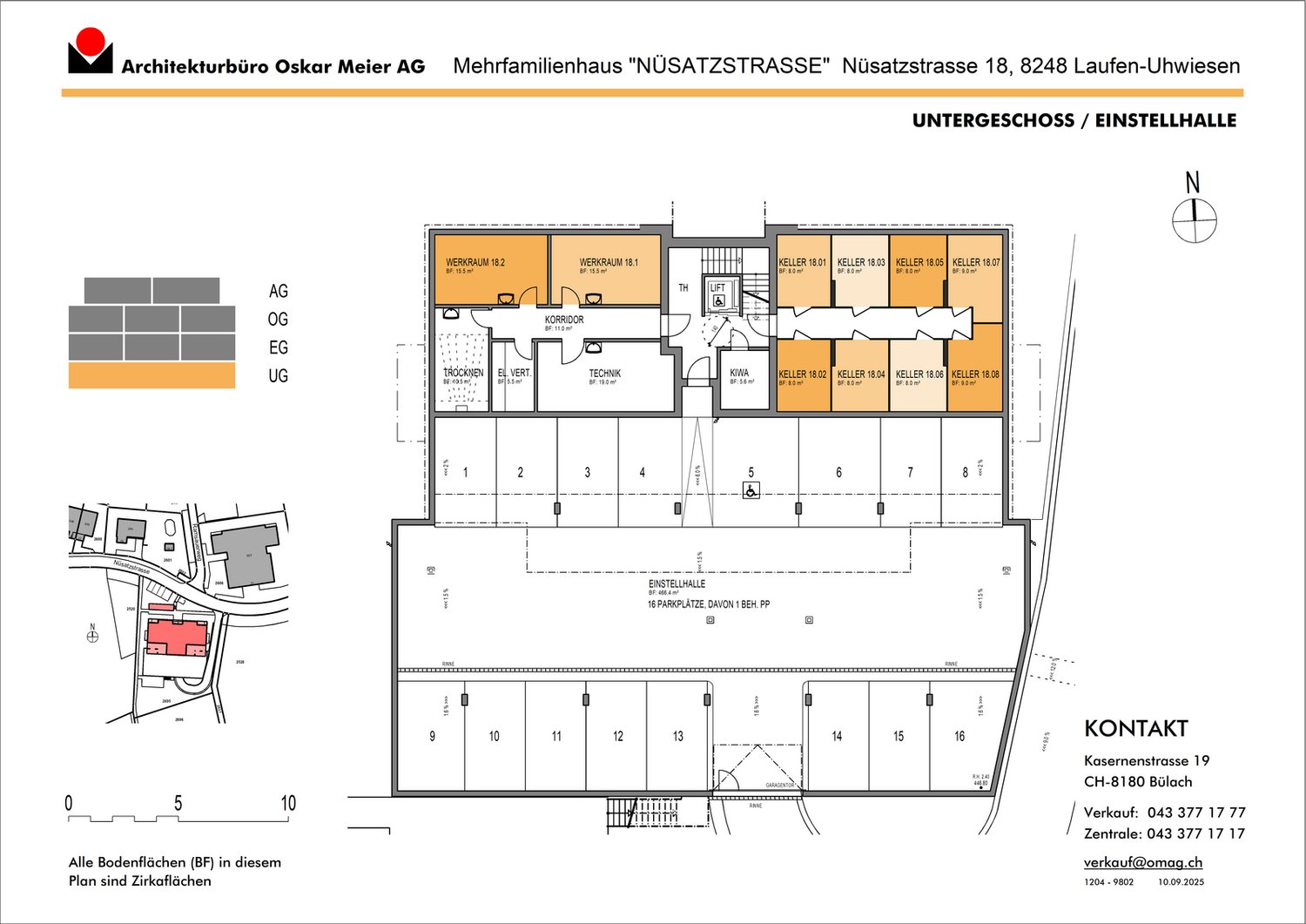 Die Praline 4.5-Zimmer-Attikawohnung mit über 39.0 m2 Terrasse - Untergeschoss / Tiefgarage