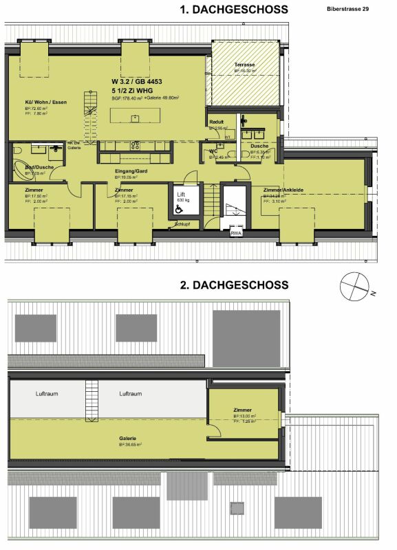 Exklusive 5.5-Zimmer-Dachwohnung mit Terrasse und direktem Lift ins Penthouse - Grundriss der Dachwohnung