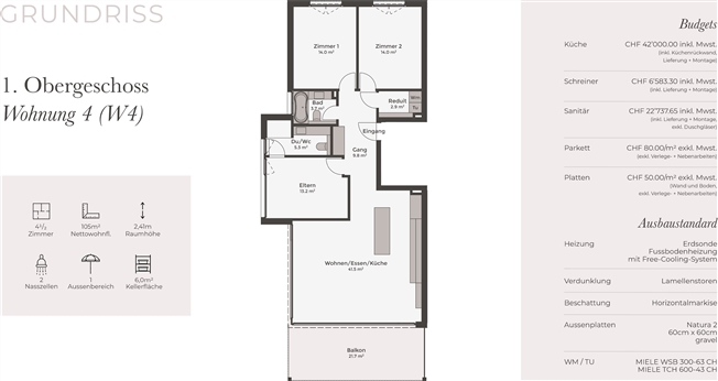 Hochwertige Neubauwohnung mit Süd-West-Balkon und modernem Ausbau in ruhiger Lage -  Bild 5