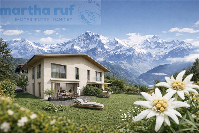 5.5-Zimmer Doppeleinfamilienhaus mit Panorama auf das Jungfraumassiv -  Bild 1