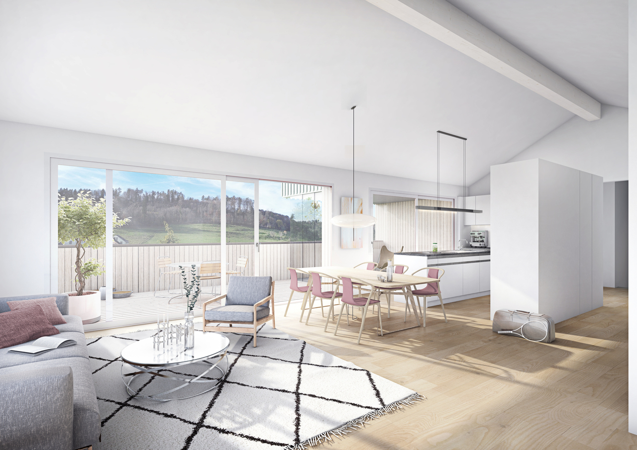Attika-Wohntraum mit grosser Terrasse (teilweise verglast) und Balkon - Attika Duplex 302