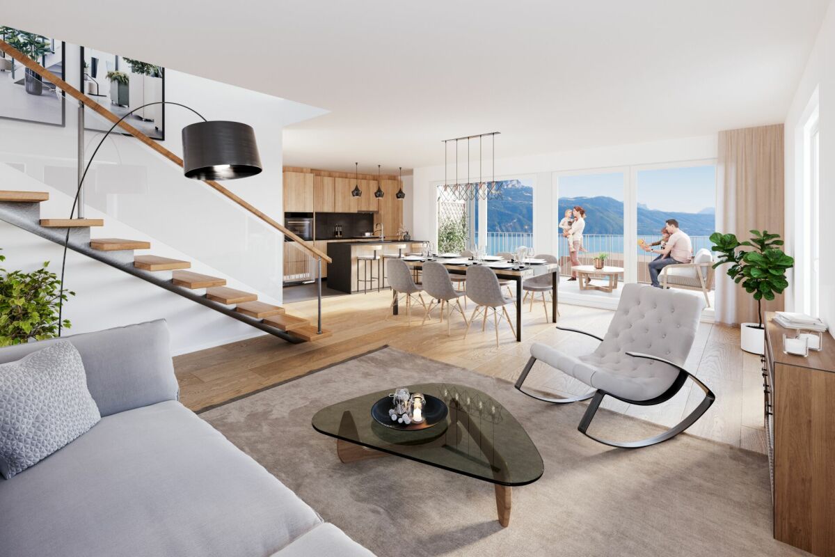 Chexbres: Prachtvolle Wohnung mit großer Terrasse von 53m2 und teilweisem Blick auf den See -  Bild 1