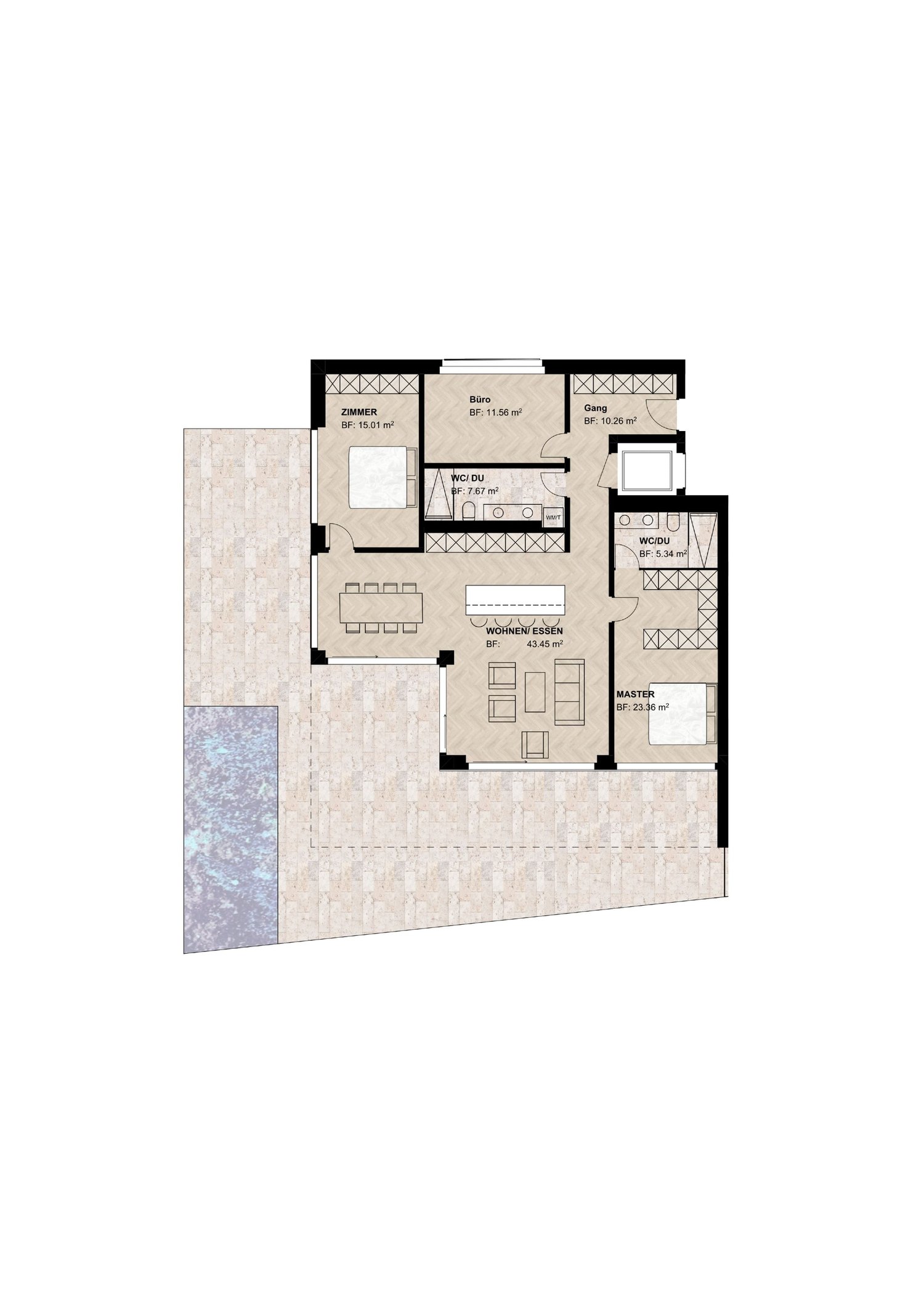 4.5-Zi.-Gartenwohnung mit 129 m² Terrasse in Reinach AG - Bild 6