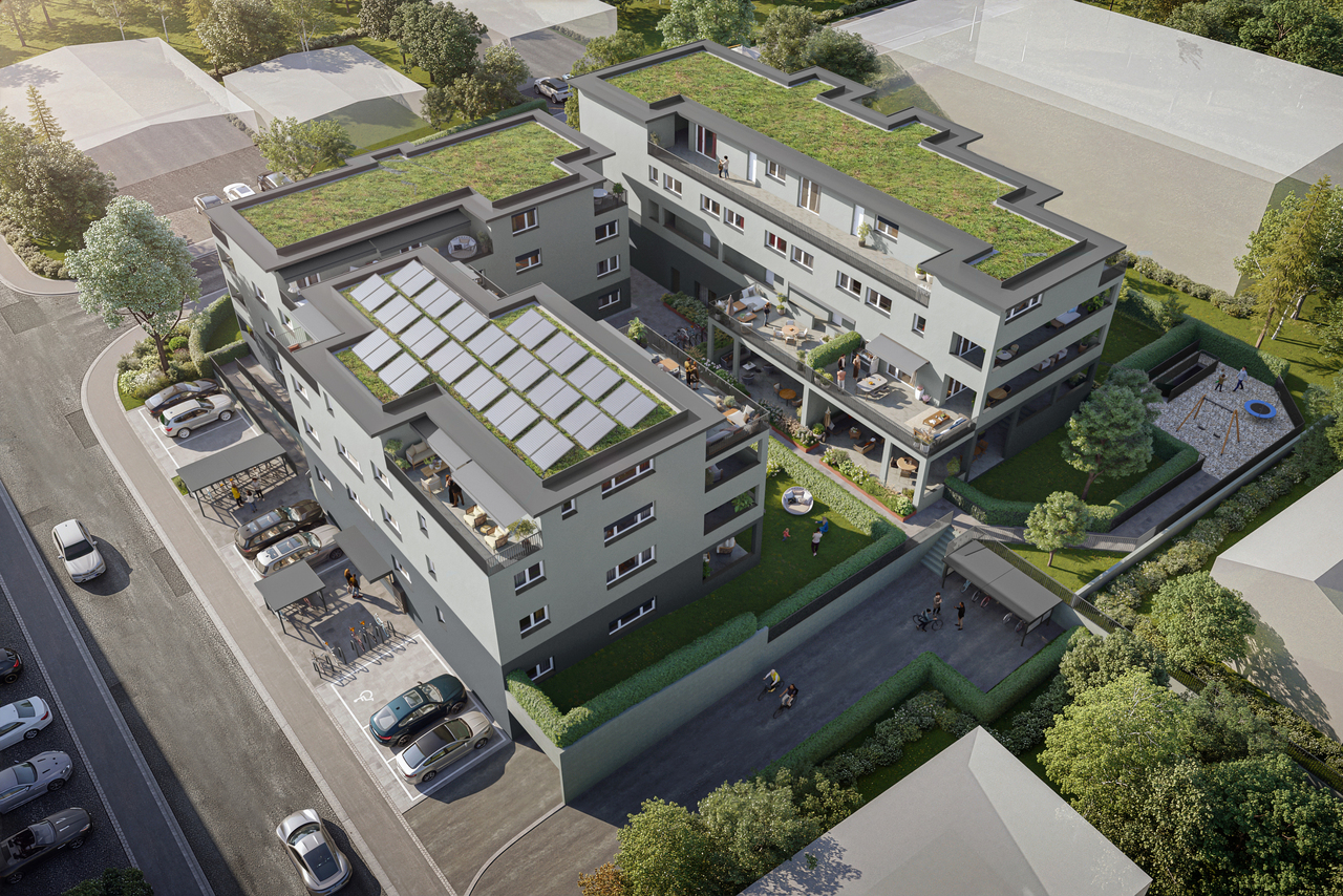 3.5 Zimmer Attikawohnung - Aussenvisu_Gesamtüberbauung