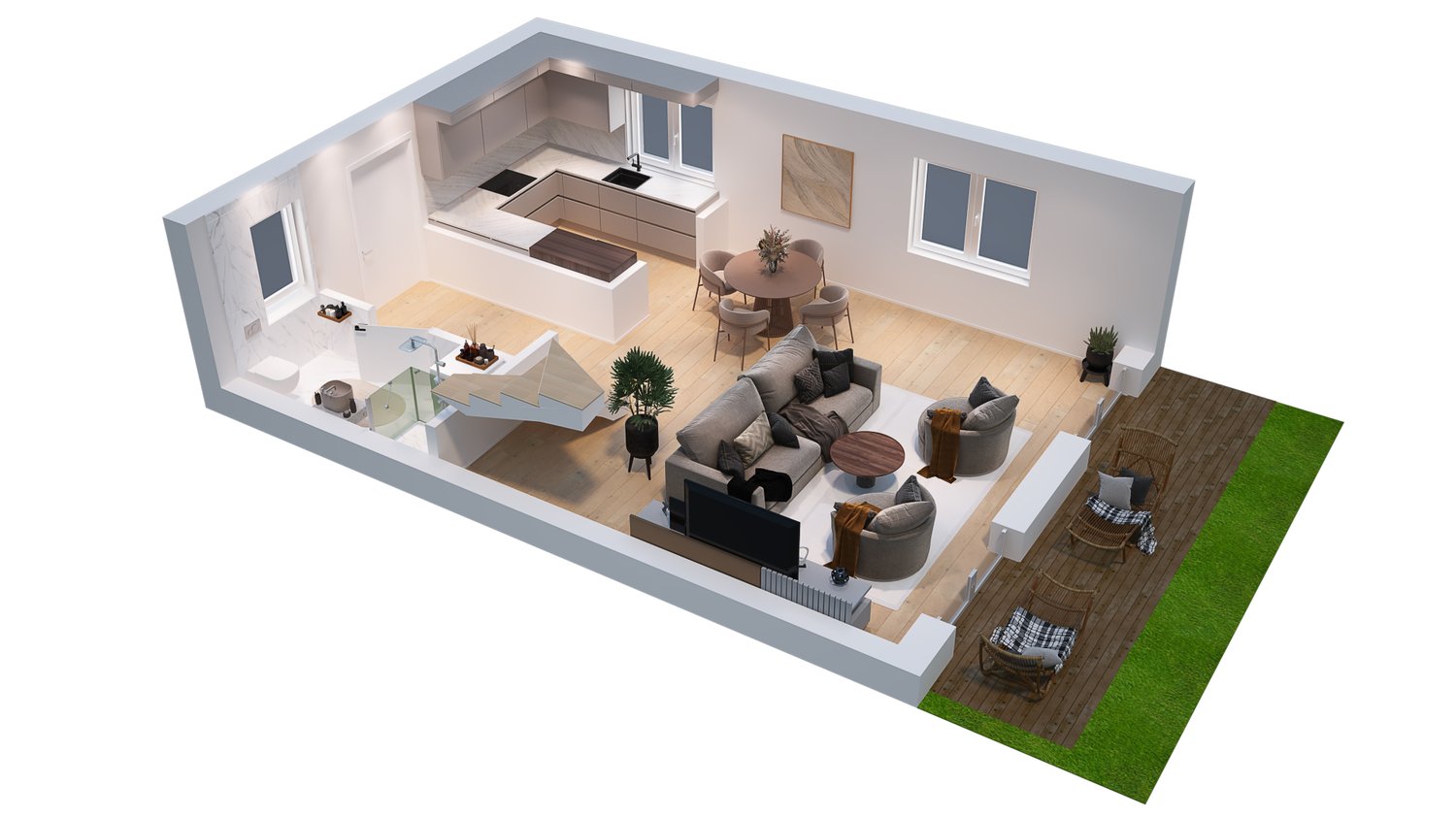 FAMILIENTRAUM-NEUBAU- 5.5 ZI- DOPPELEINFAMILIENHAUS, 144m2-INKL TGPP - 3 D: GRUNDRISS EG