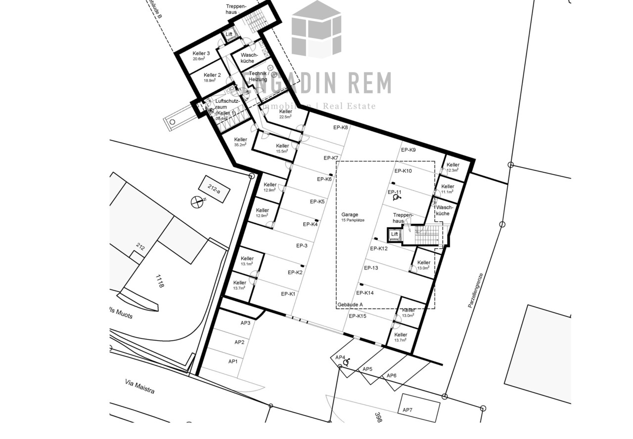 Wohnen mit Gartenfeeling - Eckwohnung Nr. 1 - Untergeschoss Haus A und 2. Untergeschoss Haus B