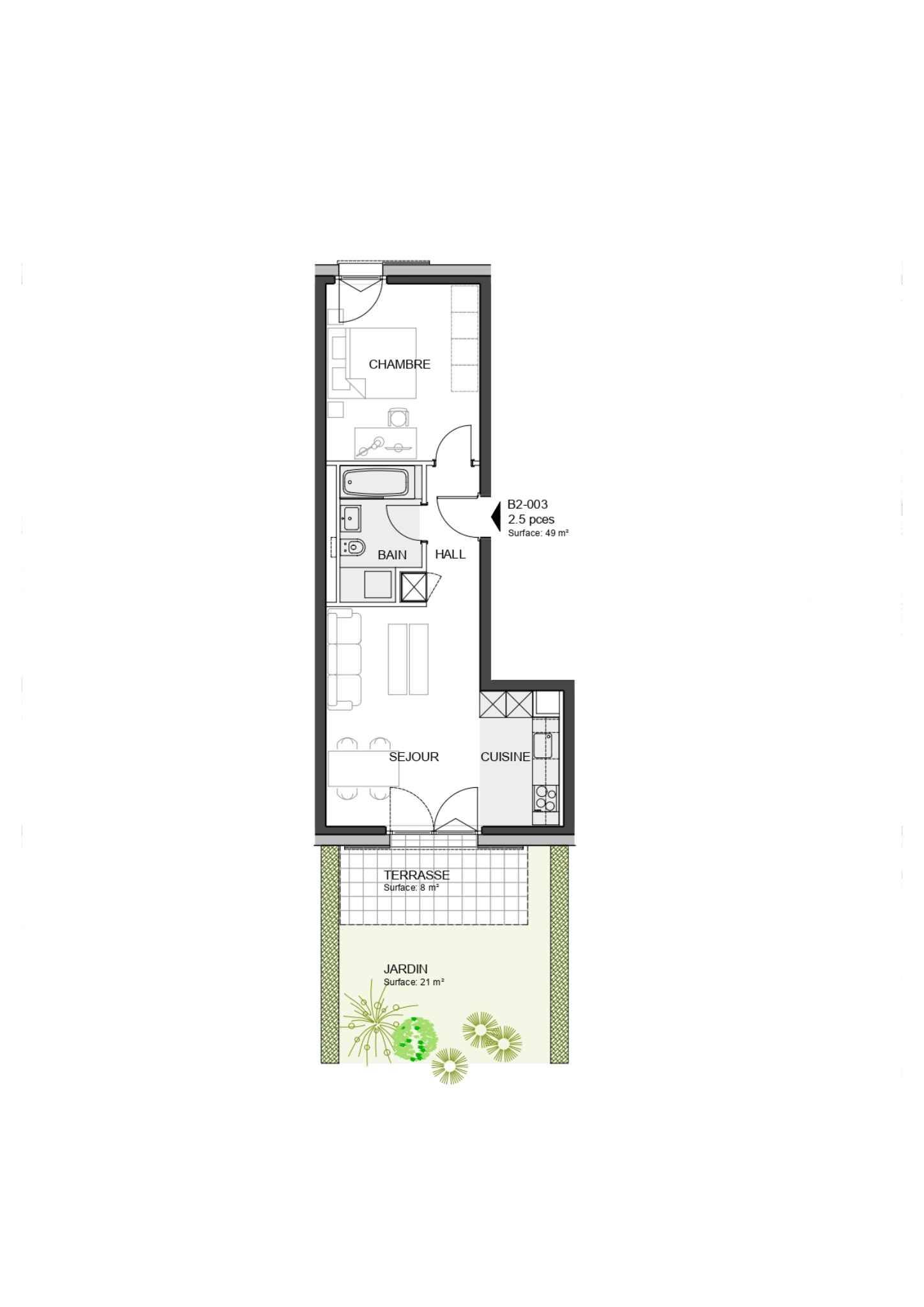 Bourg de Denges 2,5 Zimmer neu mit eigenem Garten -  Bild 2