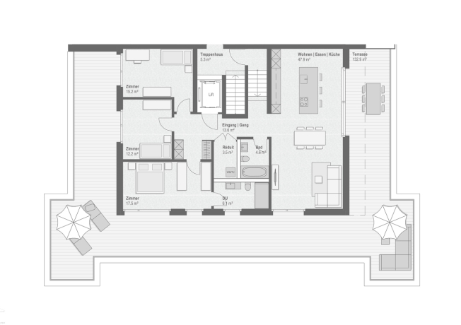 4.5 Zimmer Attikawohnung mit 133 m² Terrasse -  Bild 7