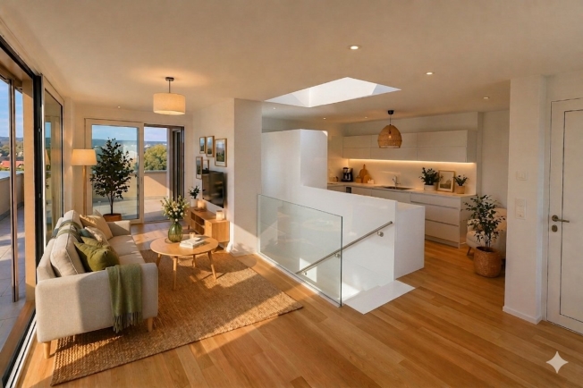 Prächtiges Doppelhaus mit einer großen 32 m² großen Terrasse, hell und modern -  Bild 1