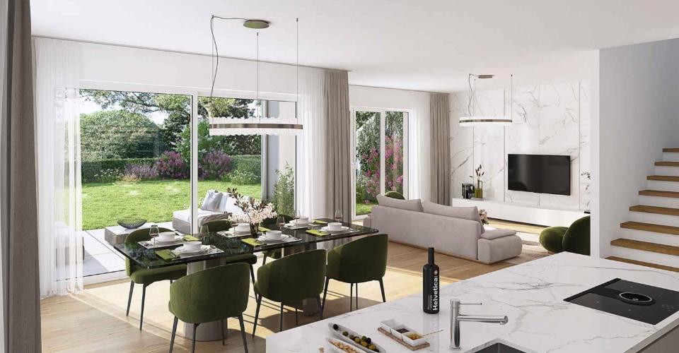 Projet contemporain – Lot A dans un ensemble de deux villas mitoyennes - Maison jumelée 5.5 pièces - image - 4