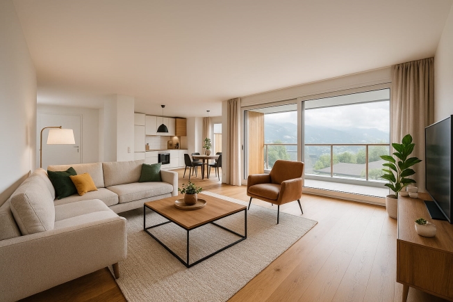 Moderne 5.5-Zimmer Gartenwohnung in Zeneggen mit Bergblick -  Bild 1