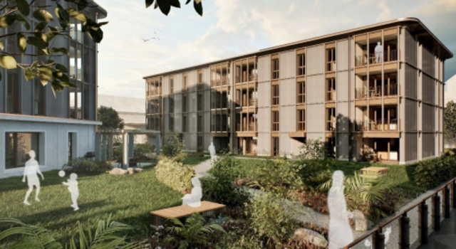 schöne Neubauwohnungen im Zentrum Münchwilen - Visualisierung Innenhof
