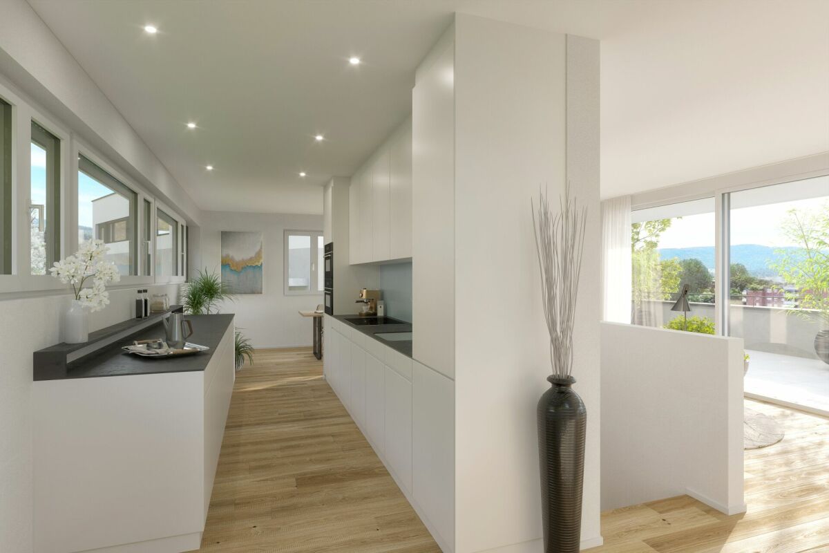 Wohnen mit Weitblick in Arlesheim!- Freistehendes Einfamilienhaus, Haus Nr. 1 - Küche, Visualisierung Haus 1+2