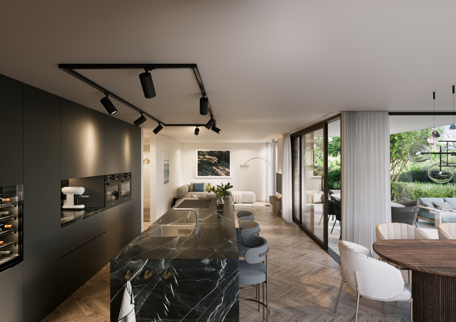 Exklusive 5.5-Zimmer-DUPLEX-Gartenwohnung SMARAGD mit Wellness-/F... - Kilchberg_Erdgeschos_Wo_Es_Kü_4K-standard-width-4880px.jpg