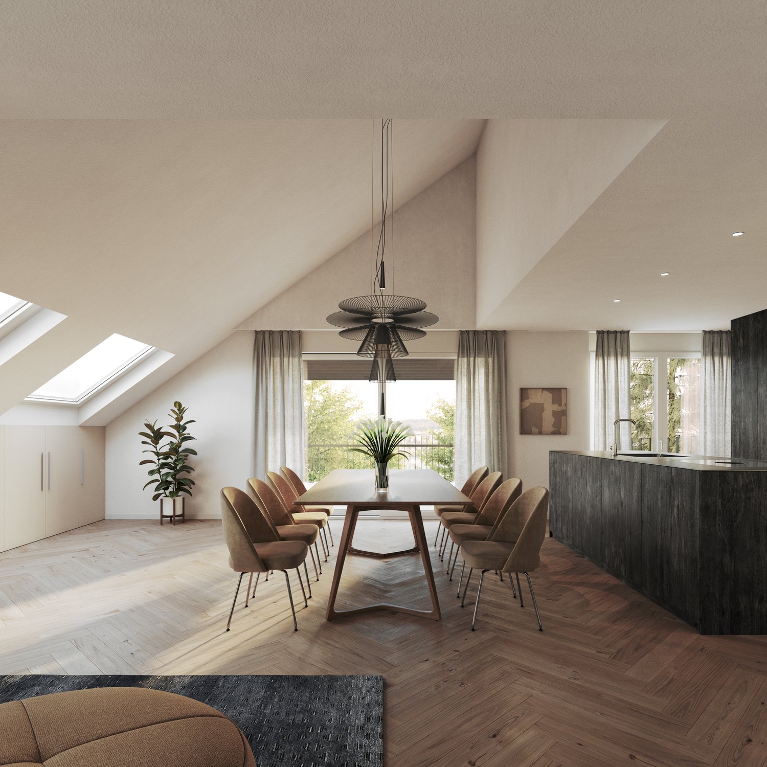 EQUINOX76 - Maisonette-Dachwohnung an privilegierter Hanglage - Wohn- und Essbereich