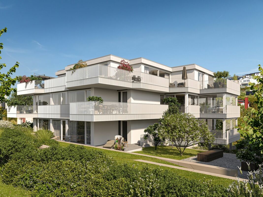 Meienberg Twins - letzte 3.5-Zimmer Gartenwohnung - Ansicht Südseite