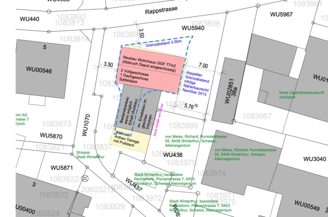 446 m2 Bauland mit Abbruchobjekt an toller Lage in Winterthur-Wülflingen -  Bild 2