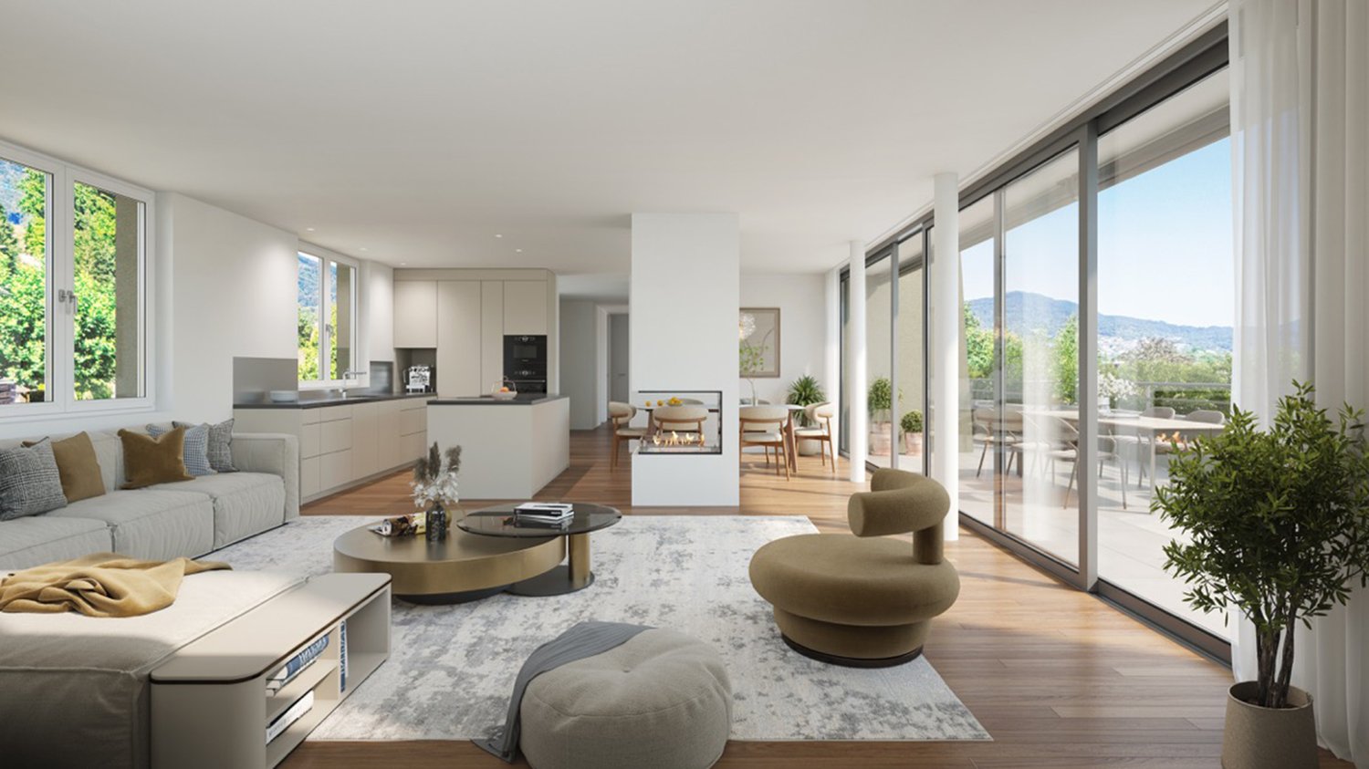 Exklusive Attikawohnung mit grosser Terrasse und Panorama-Weitblick - INNENVISUALISIERUNG