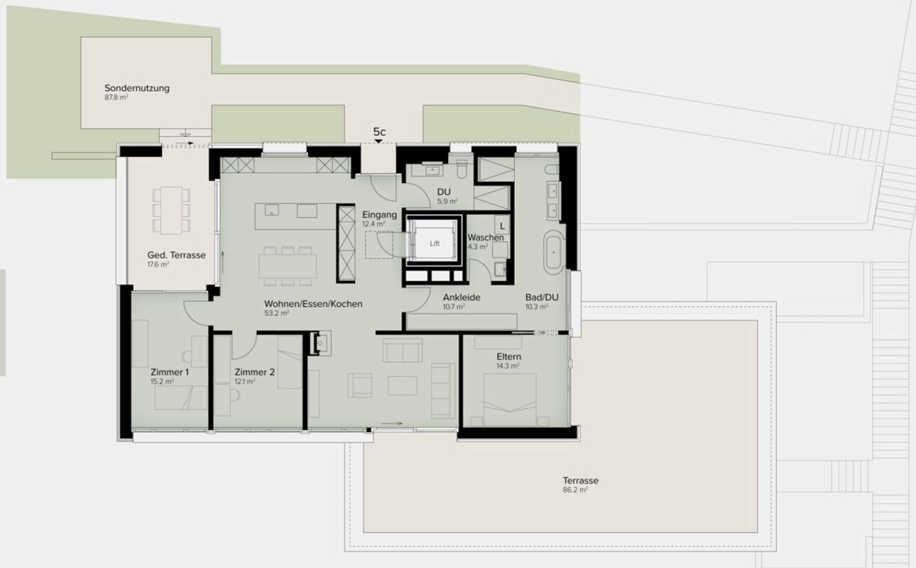 175 m² | Luxuriöses 4.5-Zimmer-Terrassenhaus - In den Reben -  Bild 12