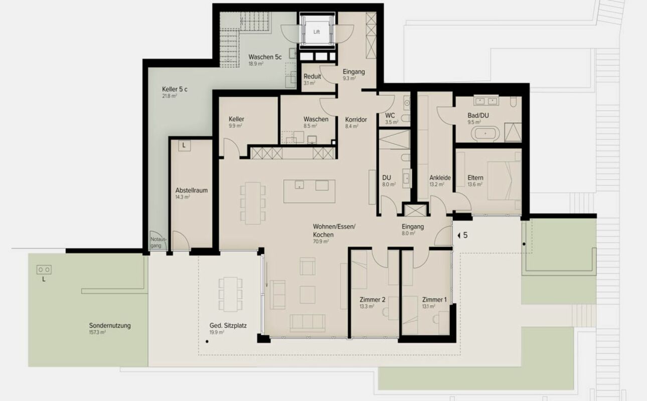 175 m² | Luxuriöses 4.5-Zimmer-Terrassenhaus - In den Reben -  Bild 13